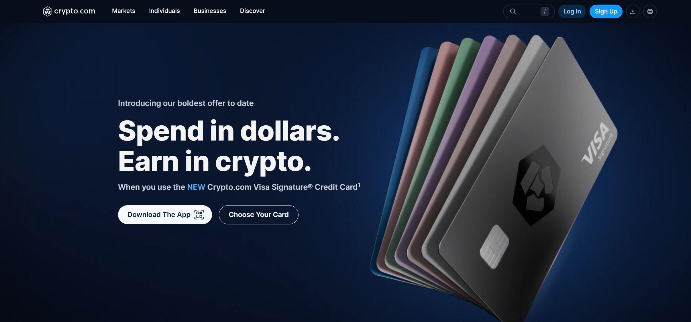 Crypto.com Visa Card  - Best for High Cashback With Staking Rewards