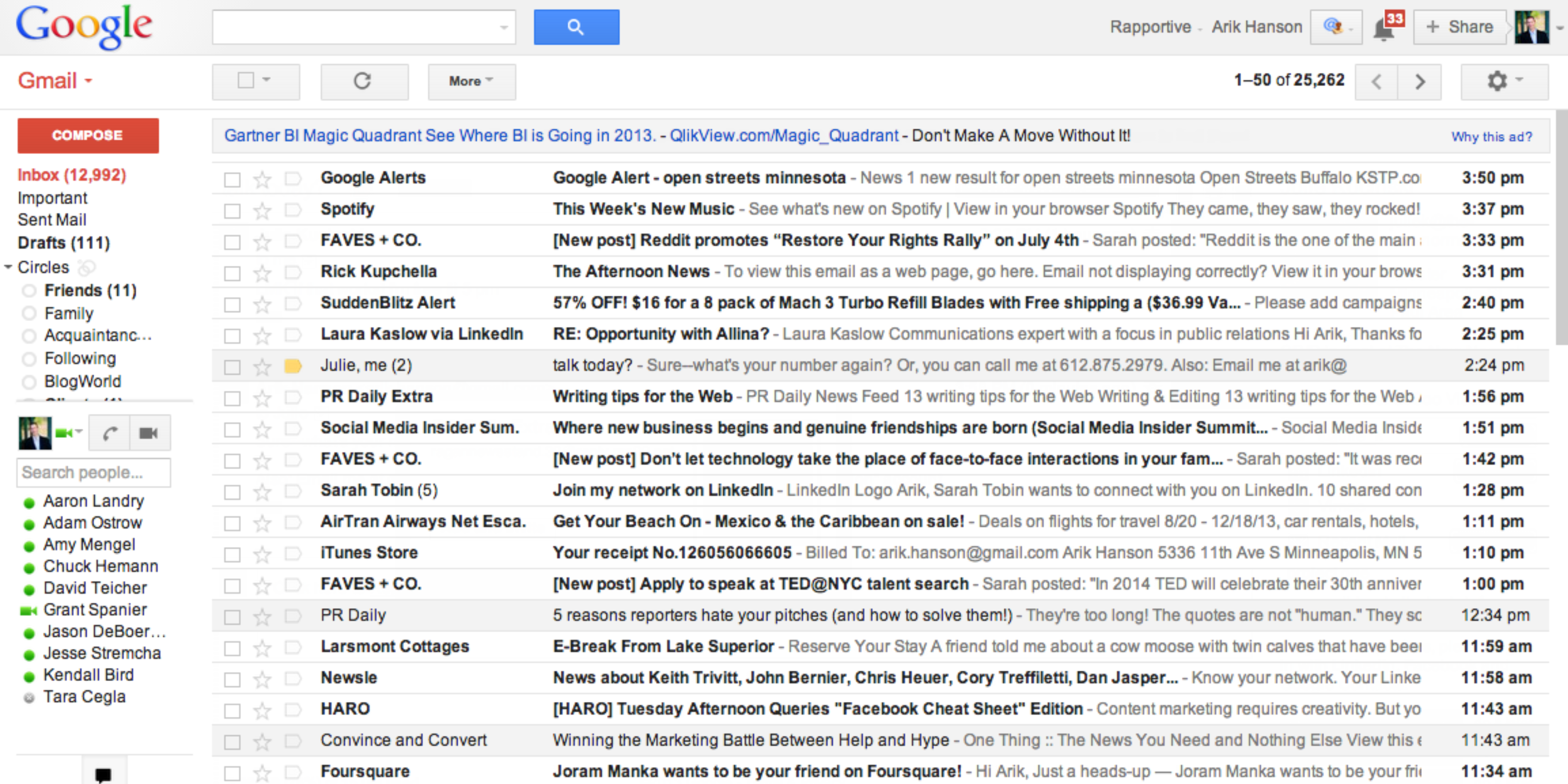 Example of inbox that is overloaded with emails