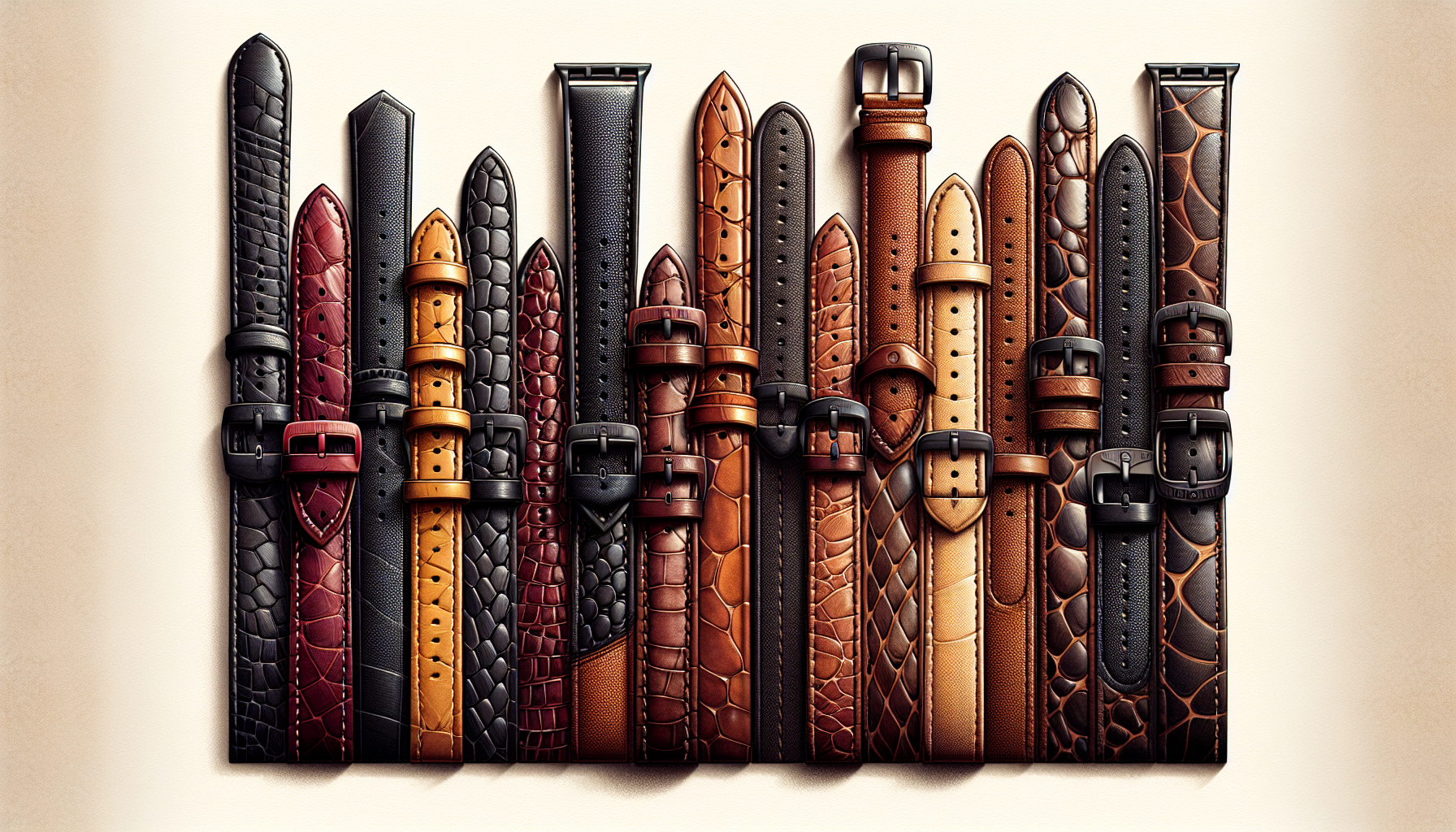 Variety of full-grain leather watch bands