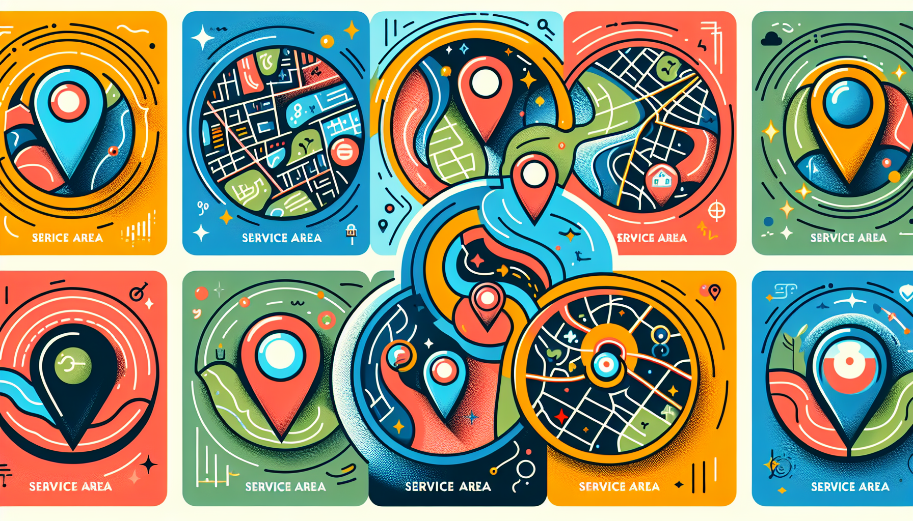 Abstract illustration of service area maps