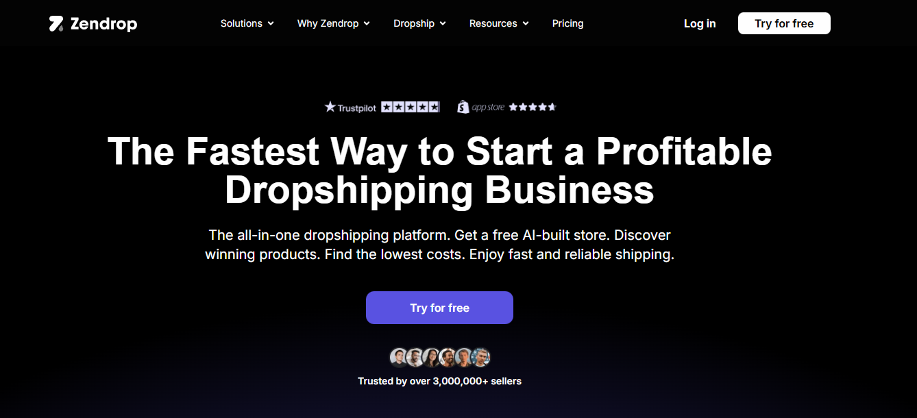 zendrop dropshipping service online store screenshot