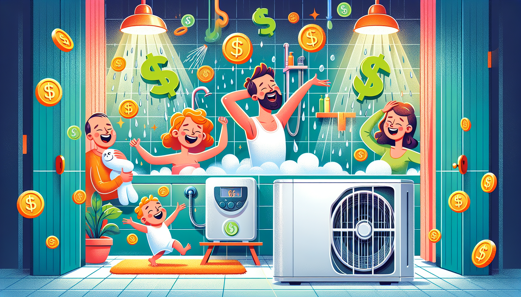 A visual representation of energy savings from a heat pump system.