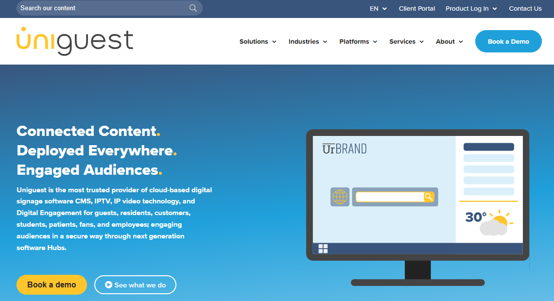 Top 10 Hotel Lobby Digital Signage Software Providers 12 uniguest