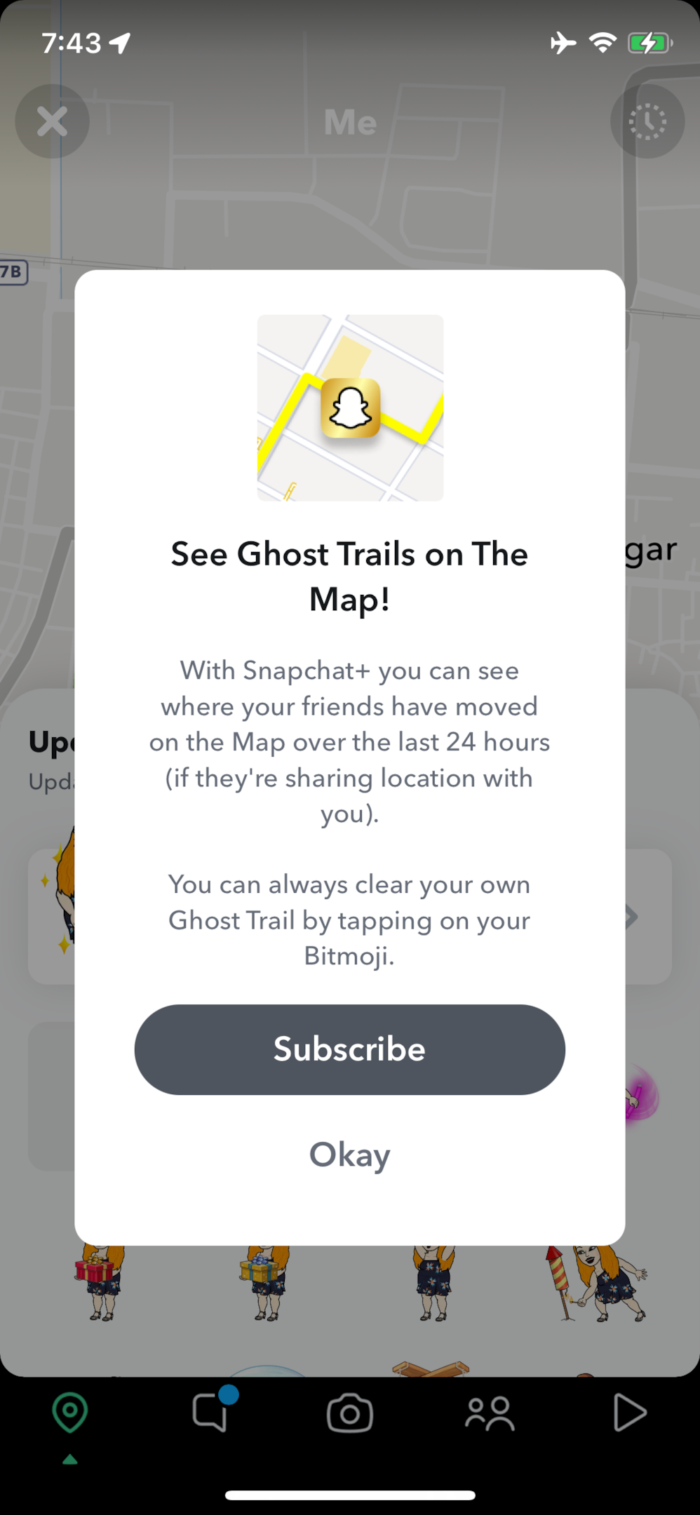 Screenshot of ghost trail location services