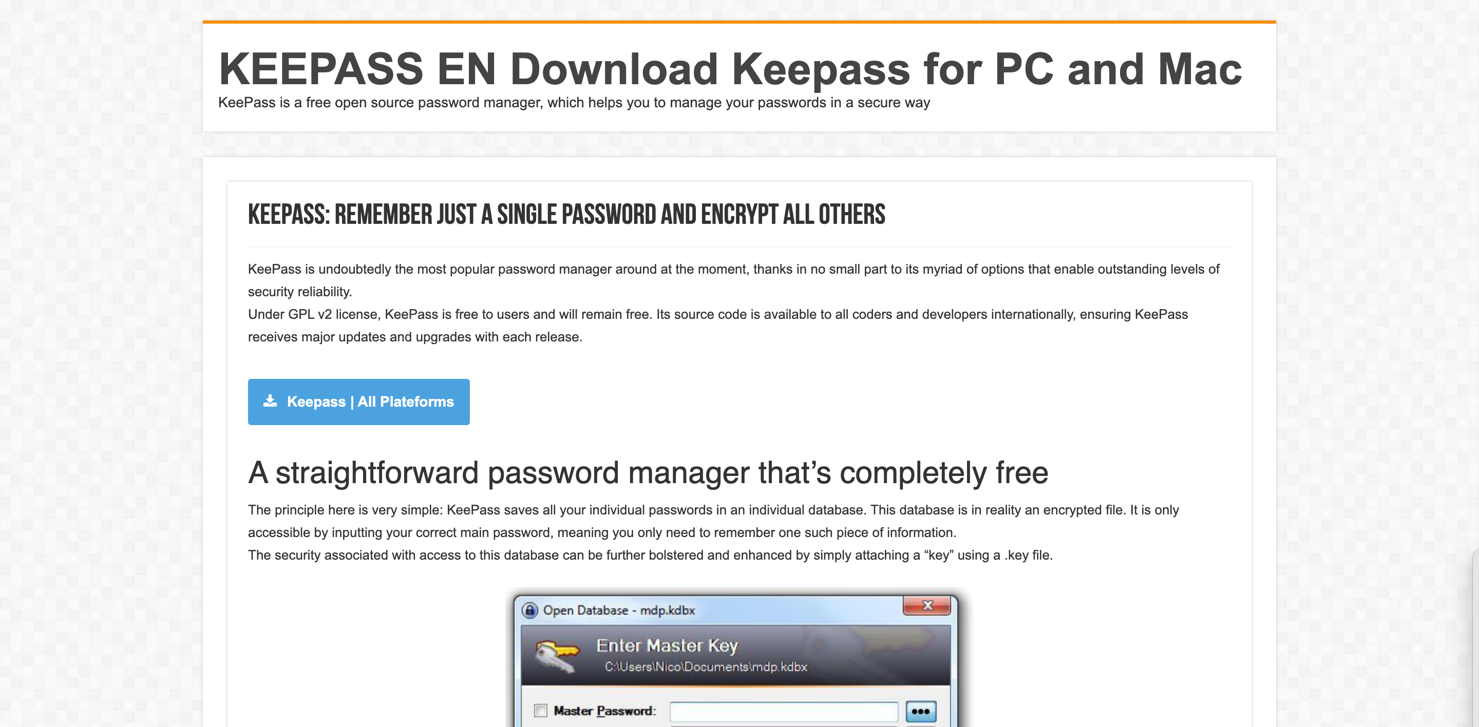 gestionnaires de mots de passe keepass