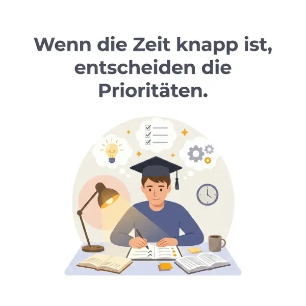 Wenn die Zeit knapp ist, entscheiden die Prioritäten - Merksatz zur Fokussierung in der finalen Schreibphase der Masterarbeit