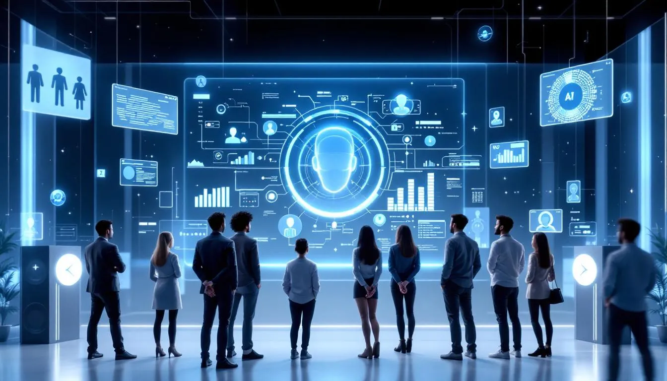 A futuristic illustration of trends in AI recruitment.
