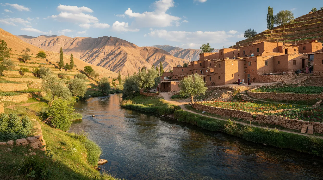 واد صغير كيتلوا وسط وادي خضر وفيه دوار أمازيغي فالجنب ديال الجبل.