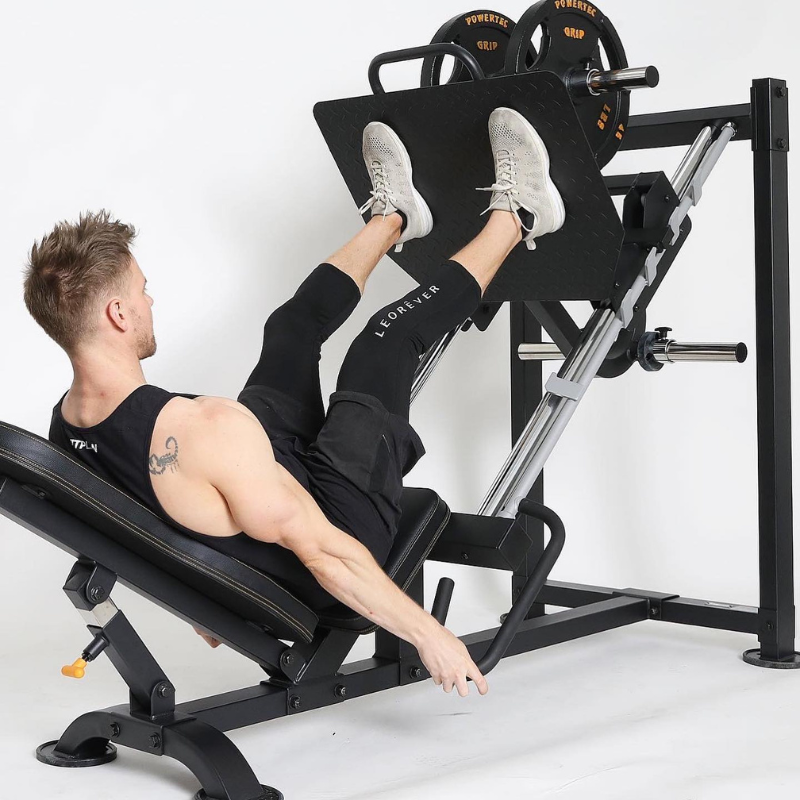 Image demonstrating how to perform the hamstring press on the leg press machine