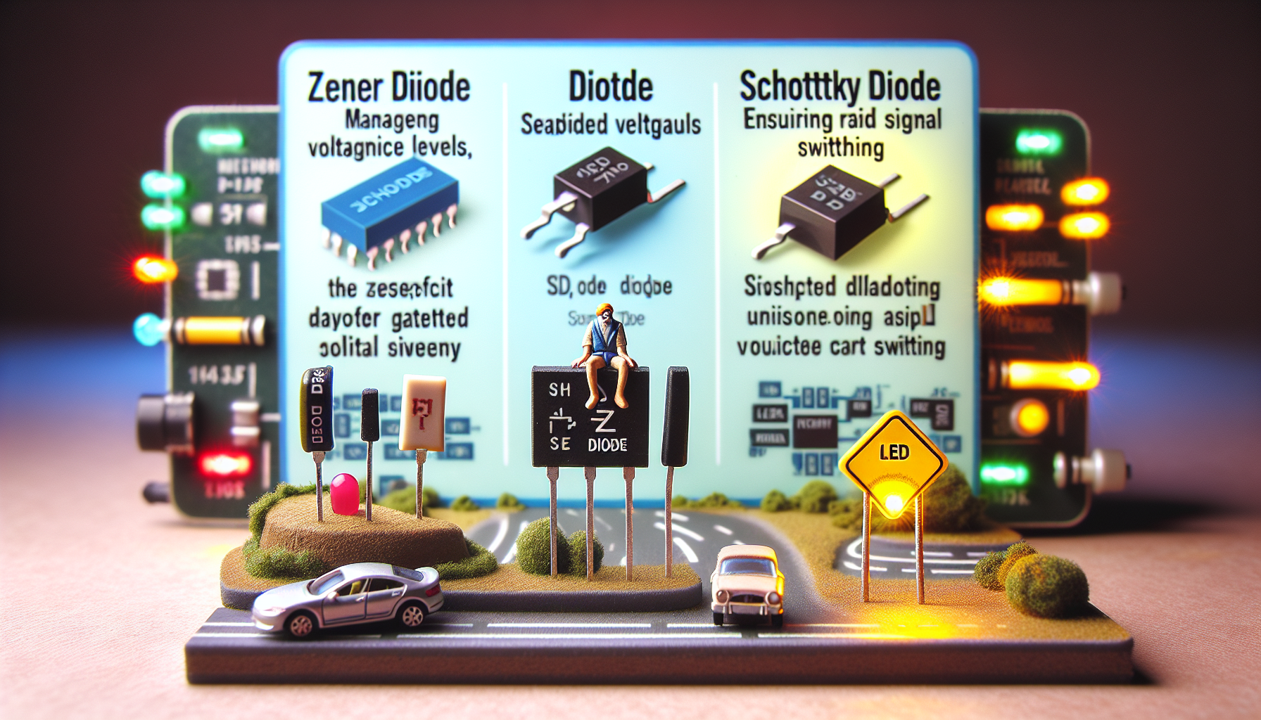 Illustration of various diode types in vehicles