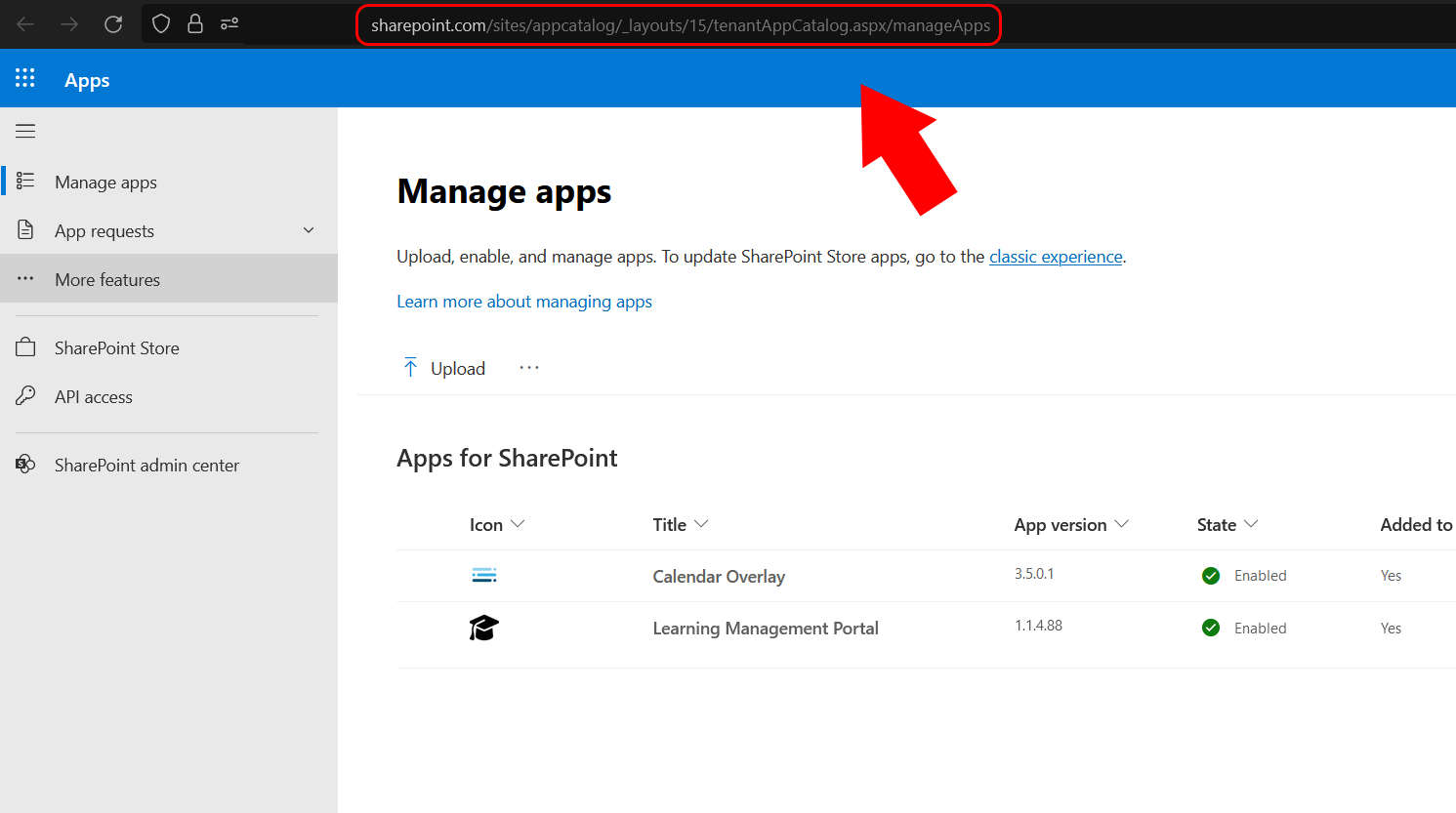 Check the app catalog link after you create your sharepoint app catalog site