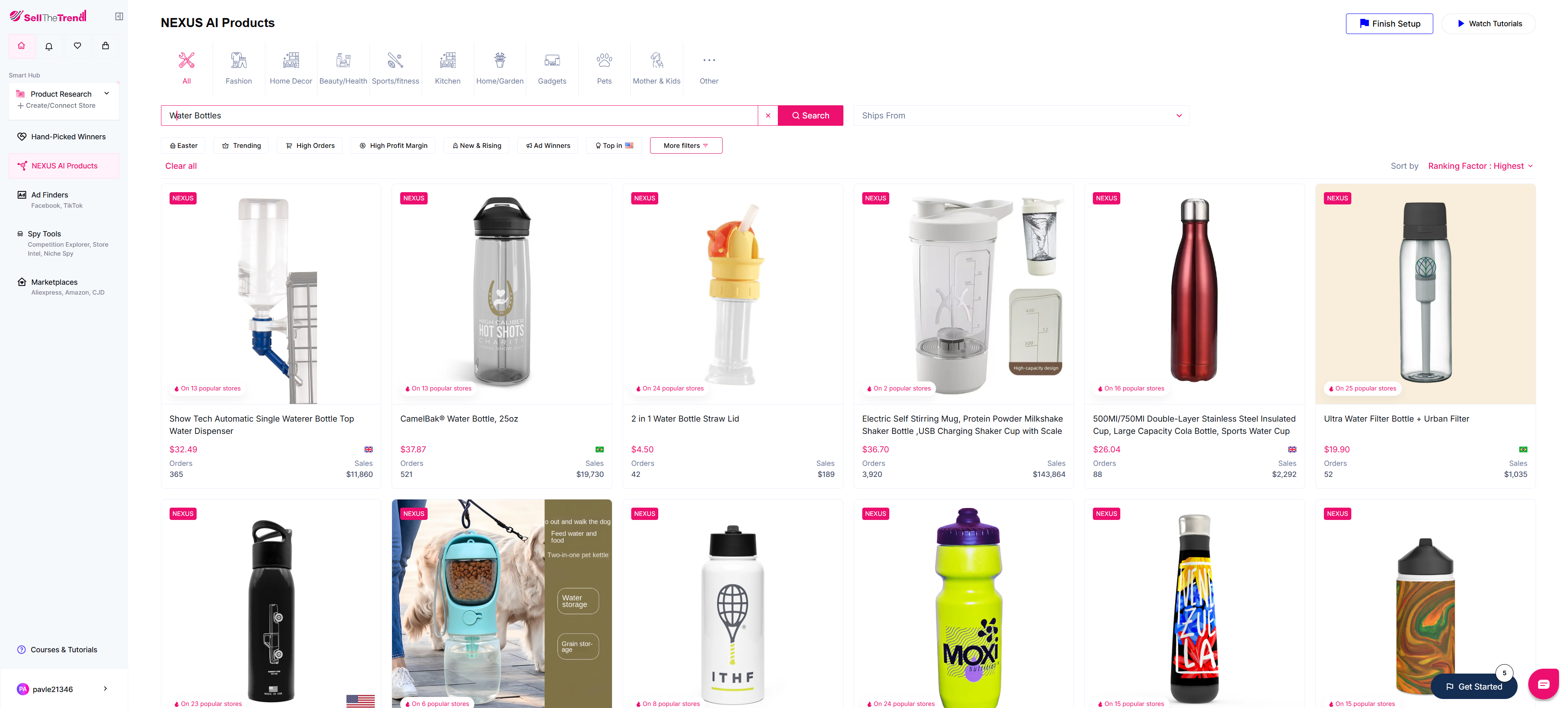 using sell the trend to find self-cleaning UV water bottles