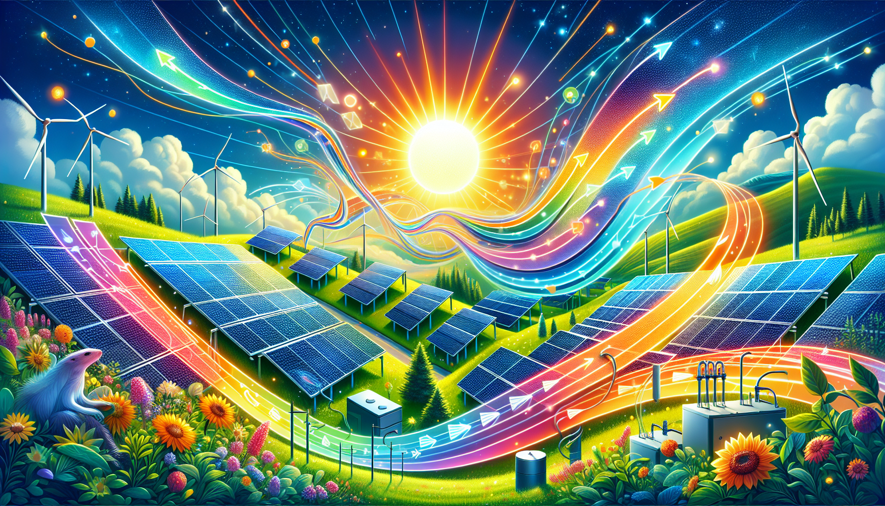 An illustration of energy storage systems connected to solar panels, showcasing their impact on costs.