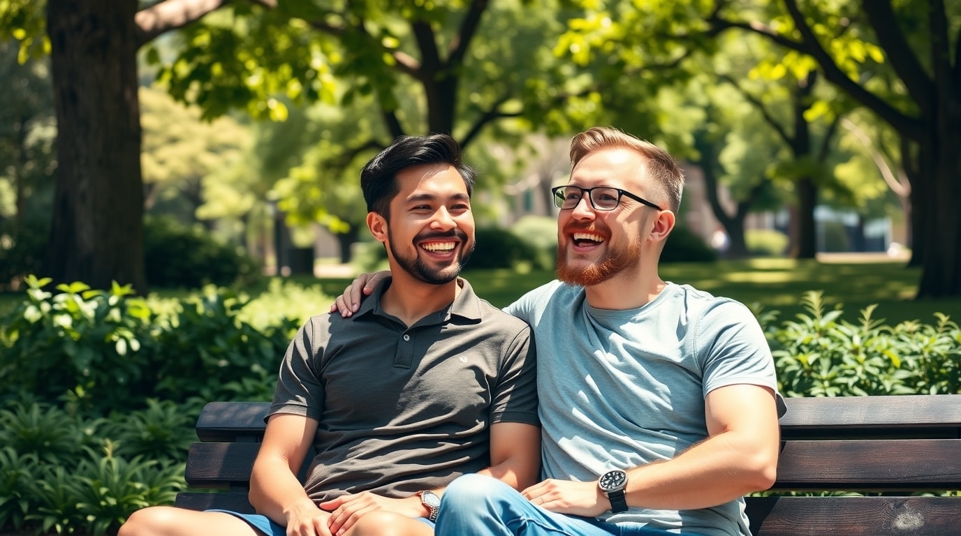 Image of gay couple spending quality time together building long term relationship success in NYC.