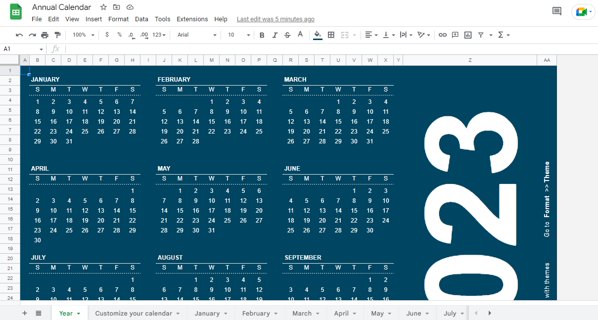 Spreadsheet Calendar