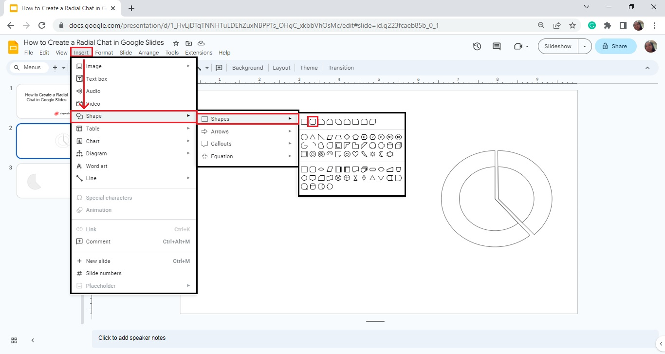 Select shape from the drop-down menu, click "Shapes" and choose the "Rounded rectangele" for your label.