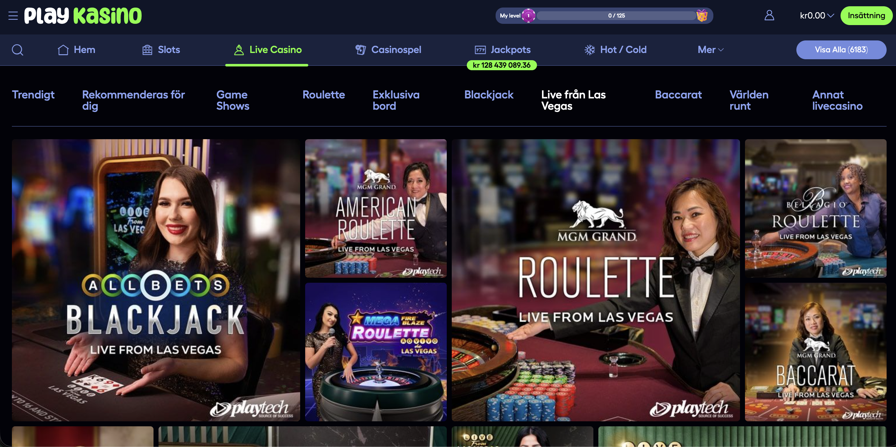 PlayKasino live casino spel live från Las Vegas med blackjack och roulette – PlayKasino recension