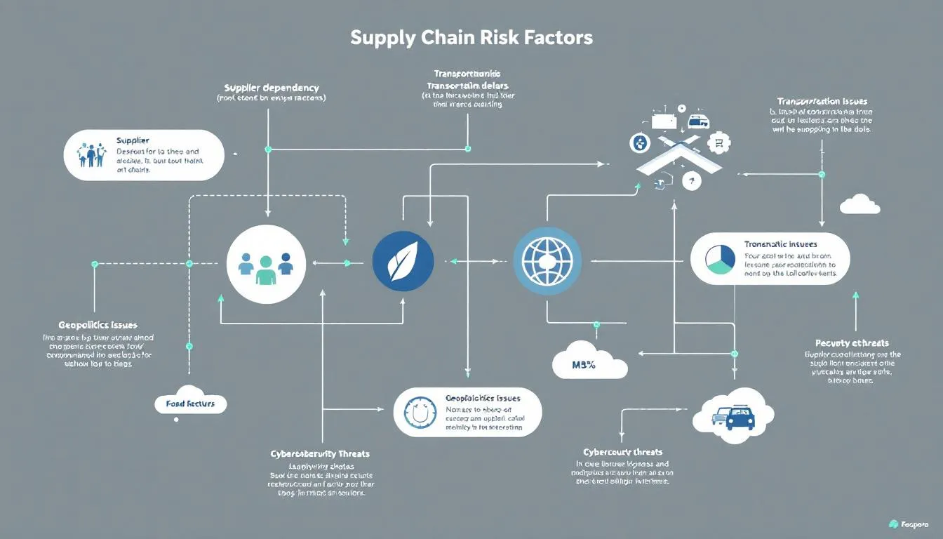 A diagram illustrating potential risk factors in supply chains.