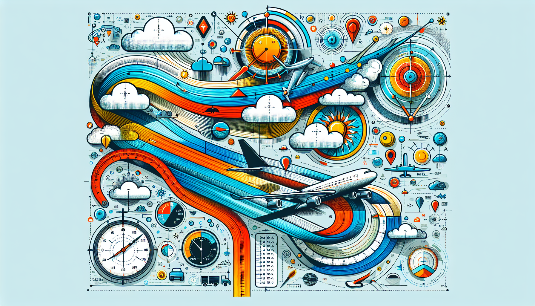 An illustration showing factors affecting flight time.