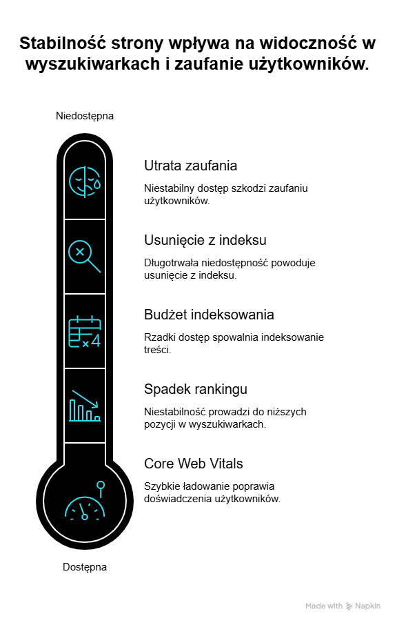 Jaki wpływ ma niedostępność strony na jej pozycję w organicznych wynikach wyszukiwania Google?