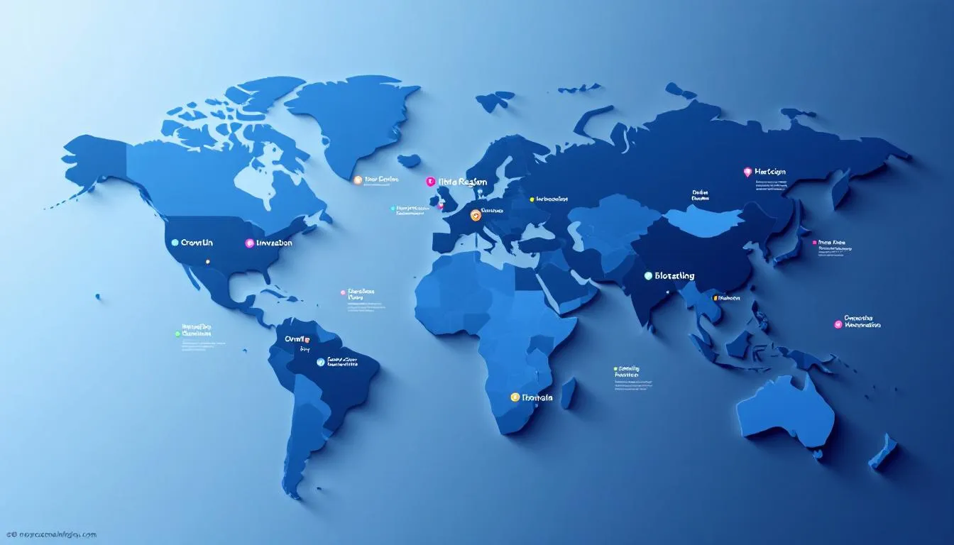 Map highlighting regional insights of the data center market.