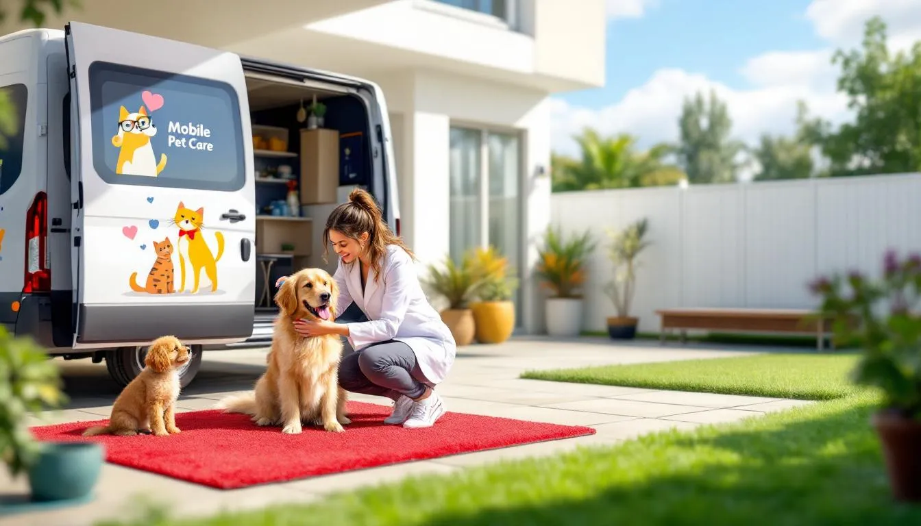 Mobile pet grooming service providing convenience at your doorstep.