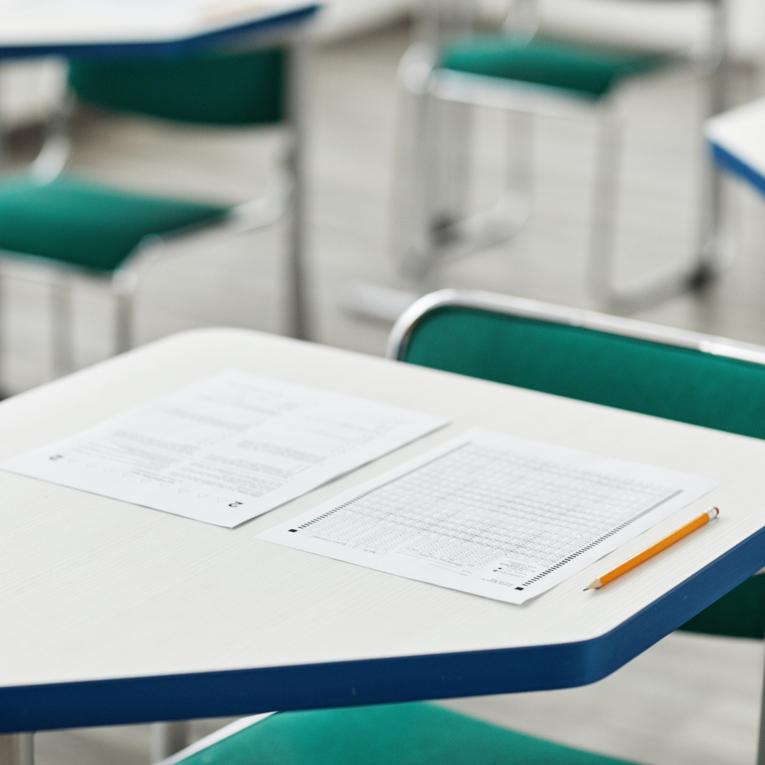 exam room table with a test on