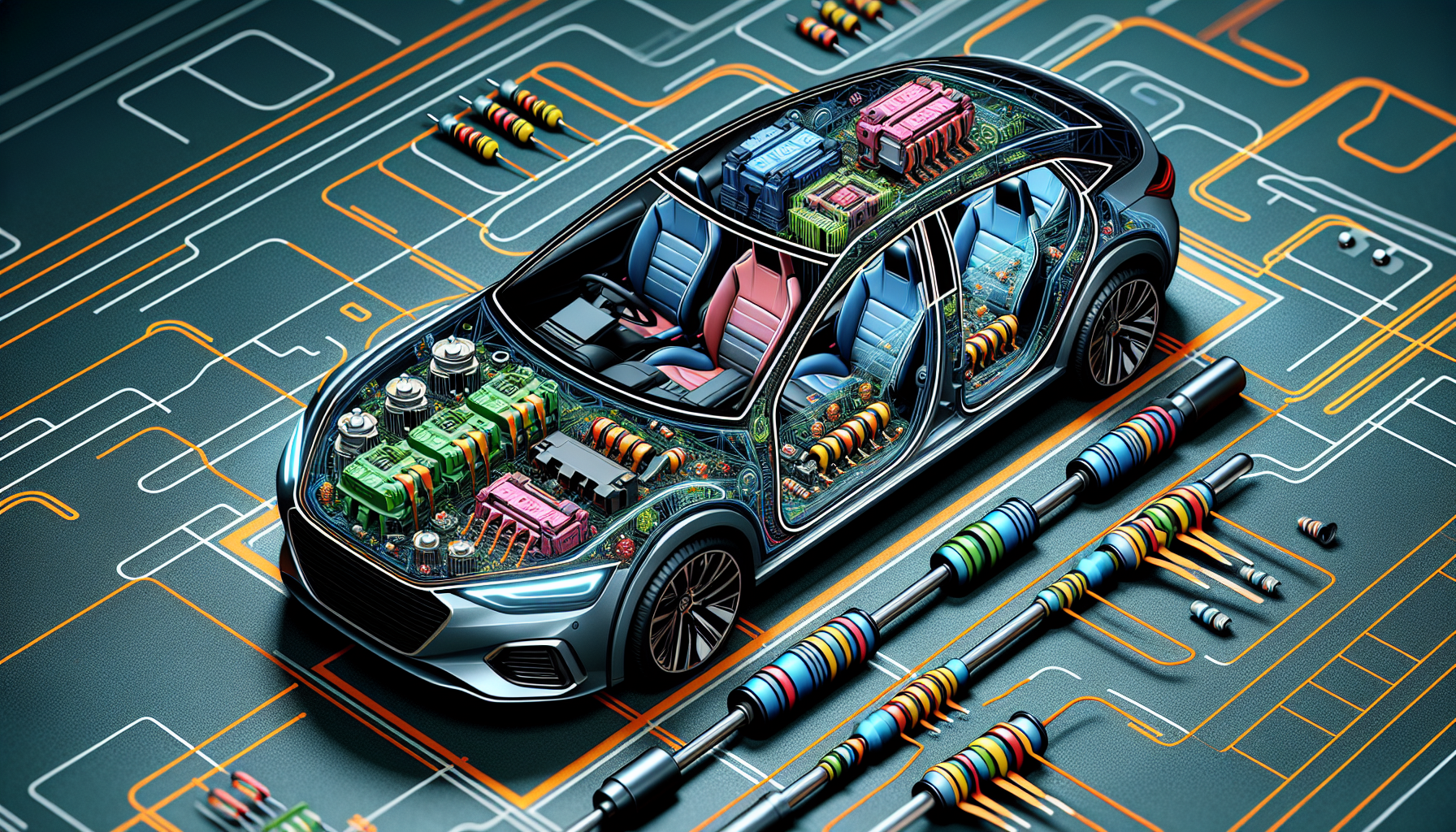 Illustration of resistors integrated into automotive applications