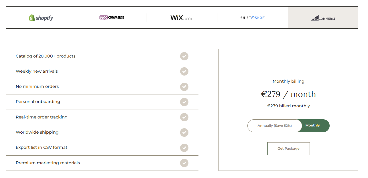 dropshipping with brandsgateway pricing options