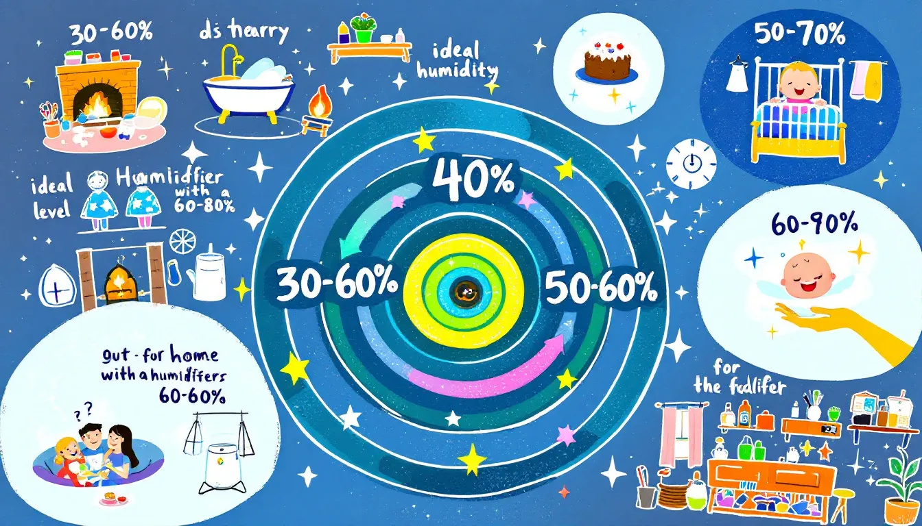 A chart displaying ideal indoor humidity levels for various environments.