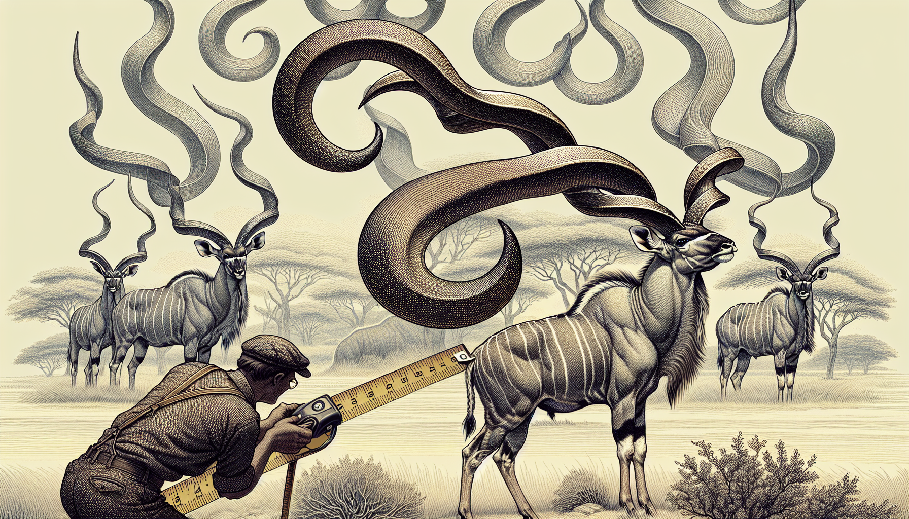 Kudu Horns Wholesale | Illustration of measuring kudu horns