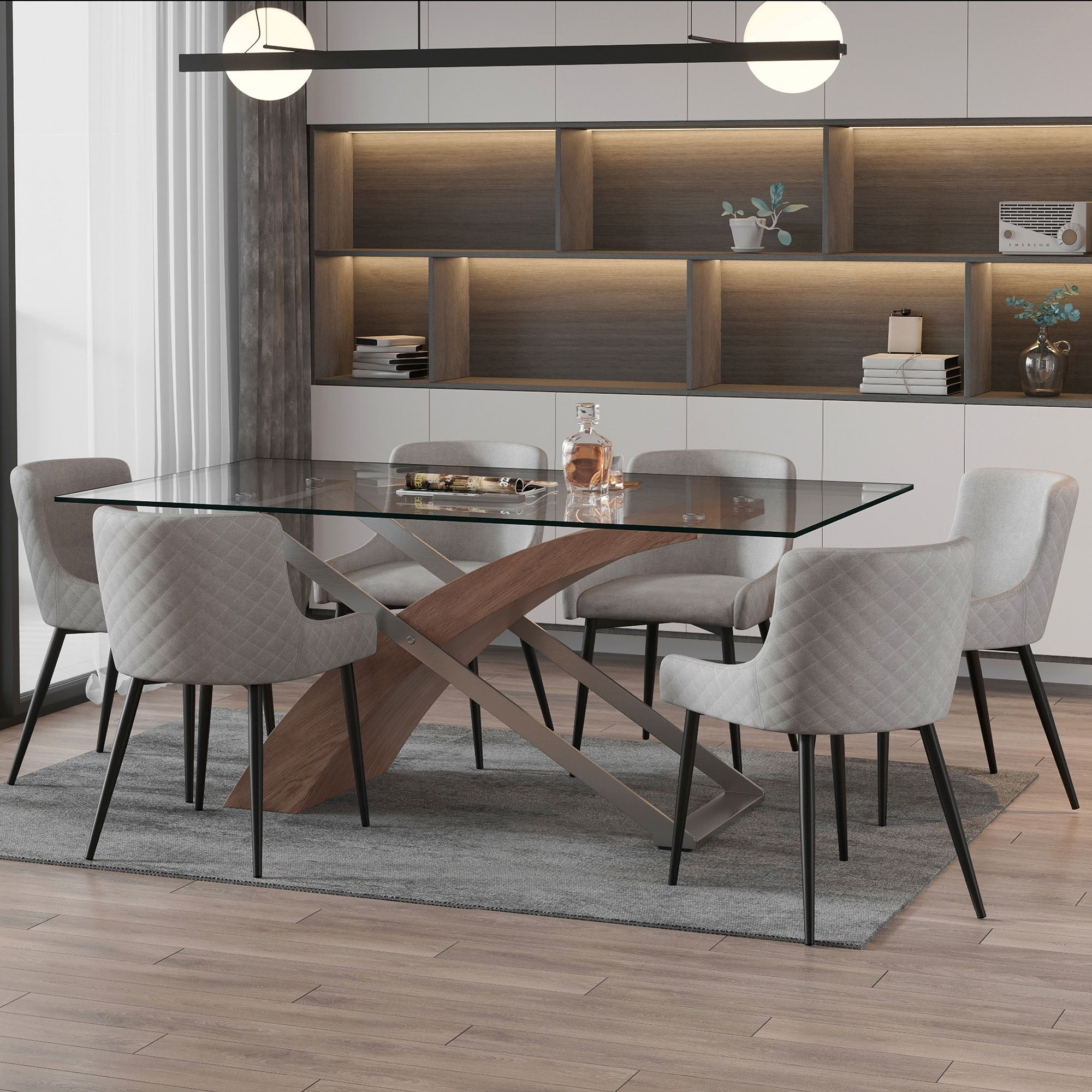 Color palette options for dining sets including grey and beige finishes