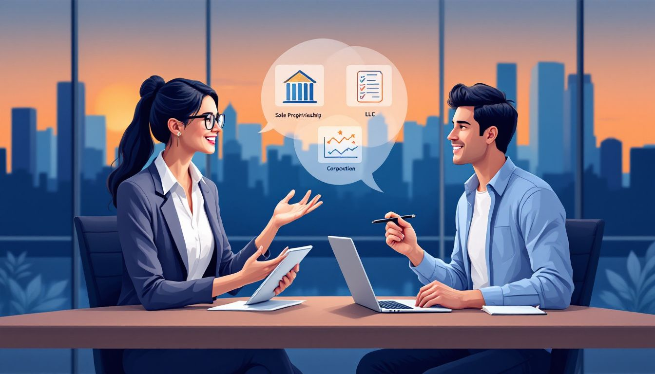 A financial advisor discussing business structure options with an entrepreneur.