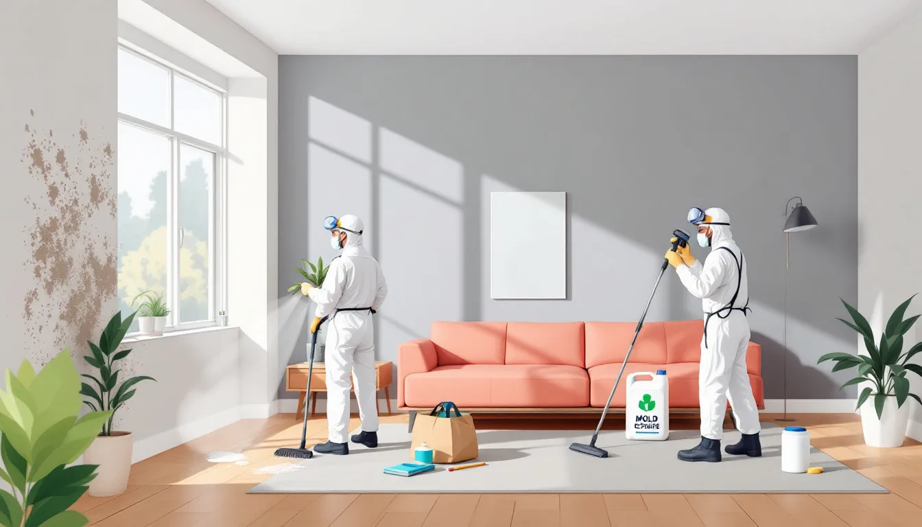 A professional mold removal service team working in Lawrenceville, GA.