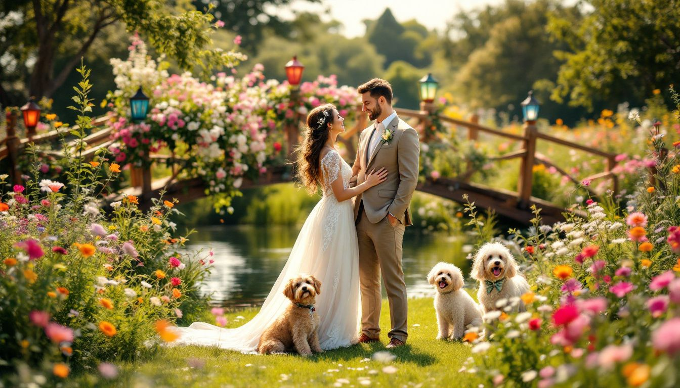 Beautiful outdoor location for dog-friendly wedding photos.