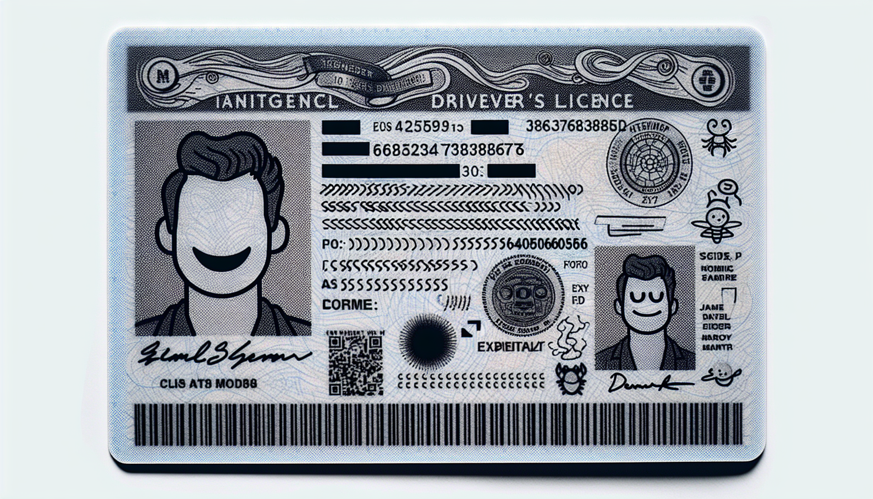 Ilustración de un carnet de conducir falso para imprimir