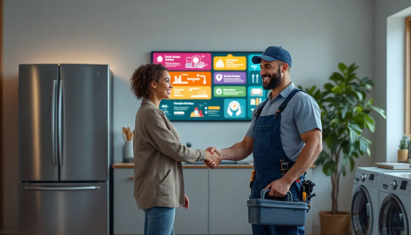 A satisfied customer receiving great service from an appliance repair company in Lansing MI