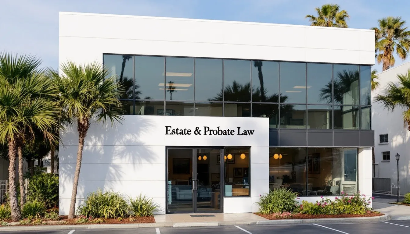 The image depicts a law firm located in scenic Oceanside, California, specializing in probate law and estate planning. The firm offers legal guidance and representation for families navigating the complex probate process, ensuring peace of mind during difficult times in San Diego County.
