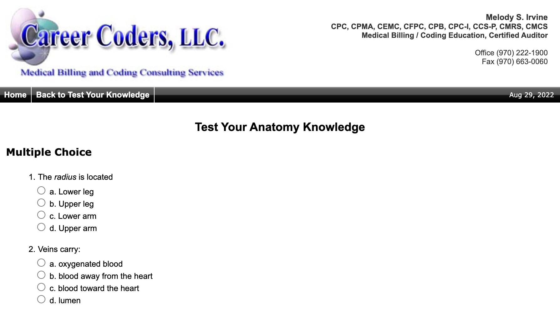 CareerCoders.com is a test bank of 100+  CPC practice questions created by their staff of certified medical billers and coders.