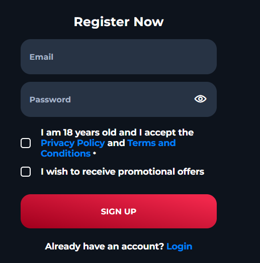 Winorio Casino registration