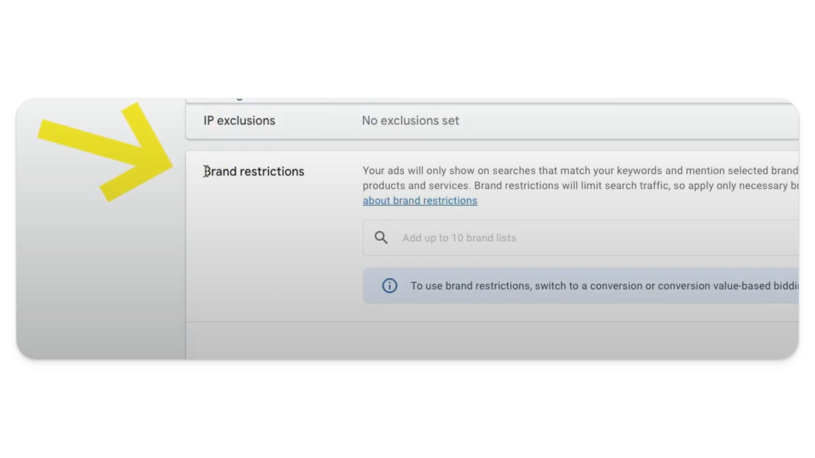 Brand restrictions in Google Ads