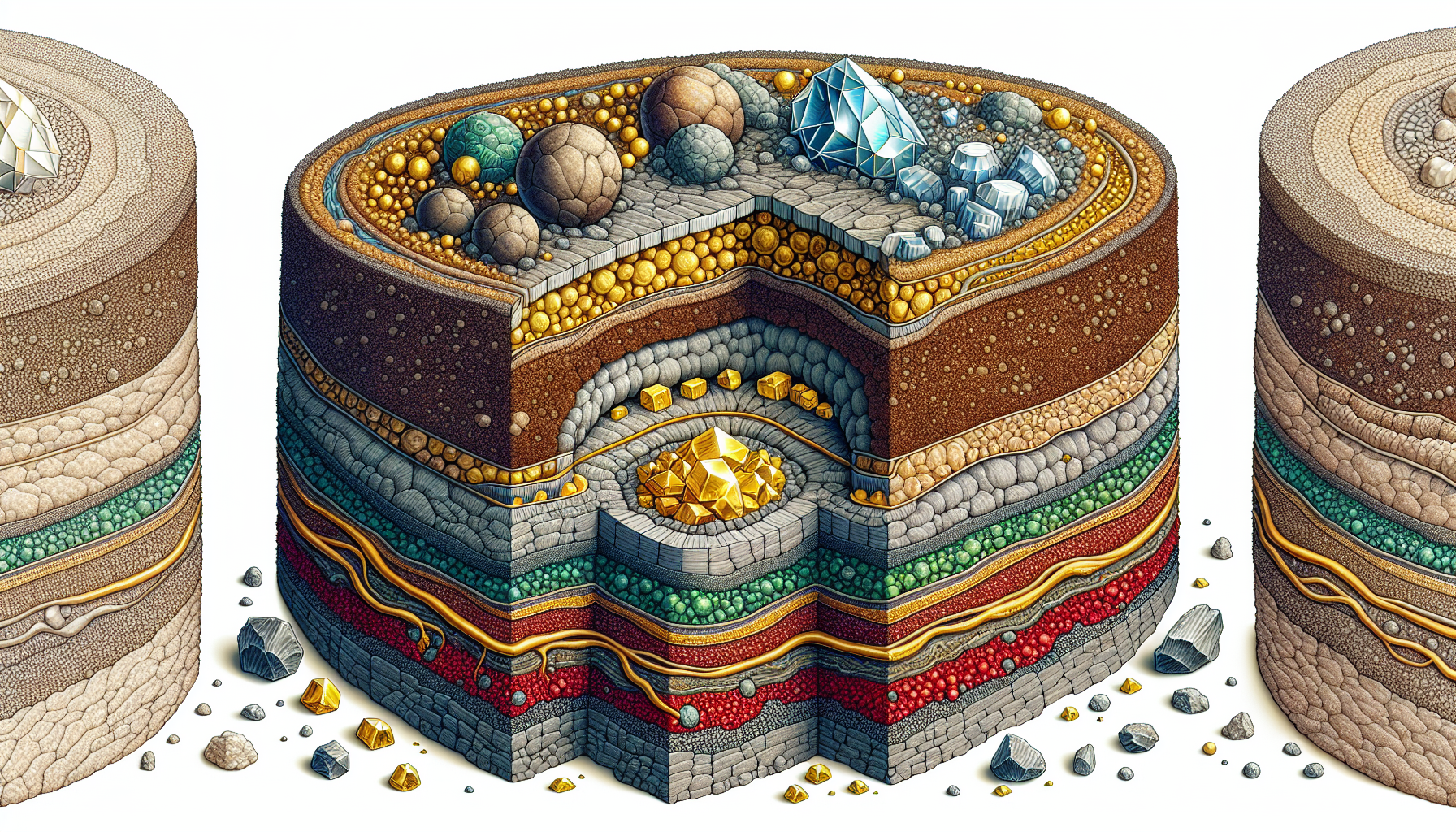 Illustration of underground minerals