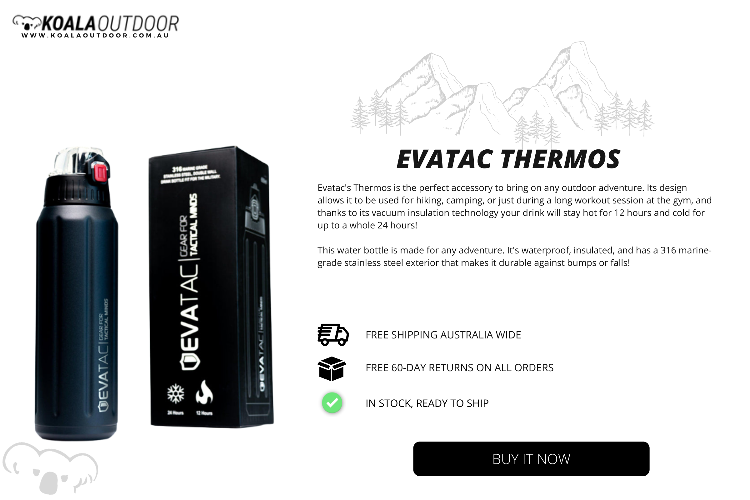 Evatac water bottle thermos