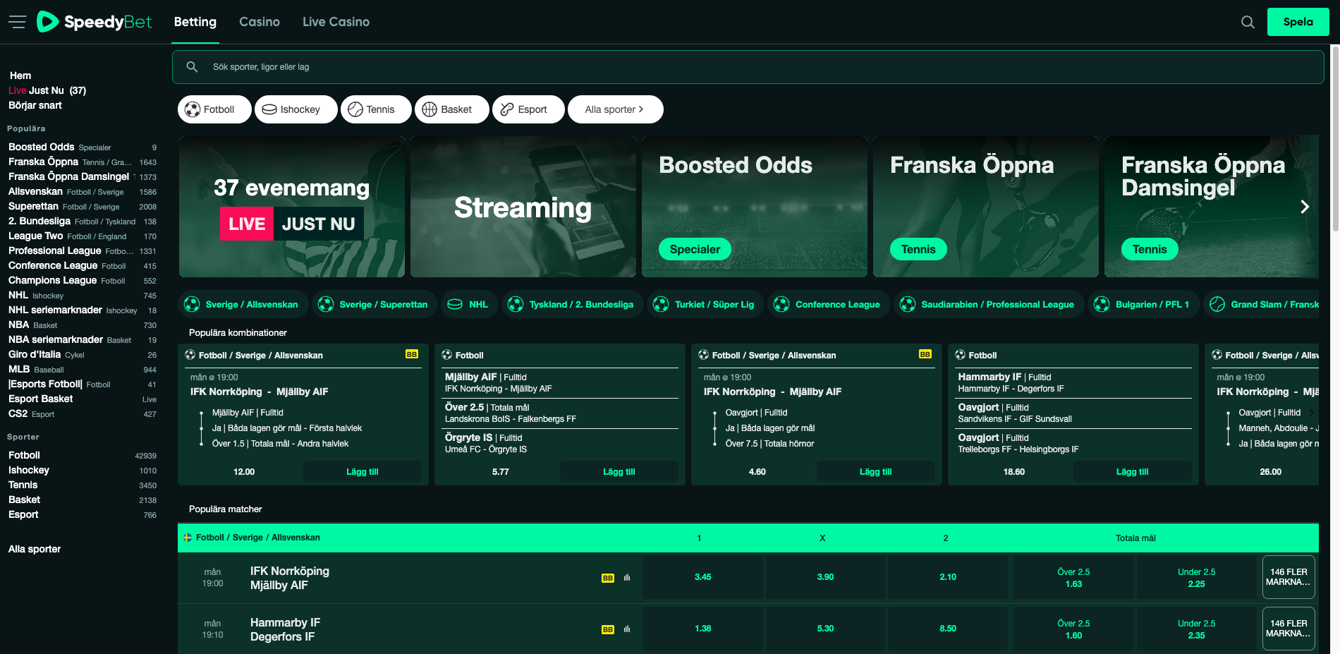 Speedybet odds