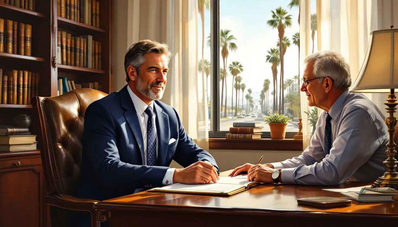 A professional probate attorney discussing estate planning with clients.