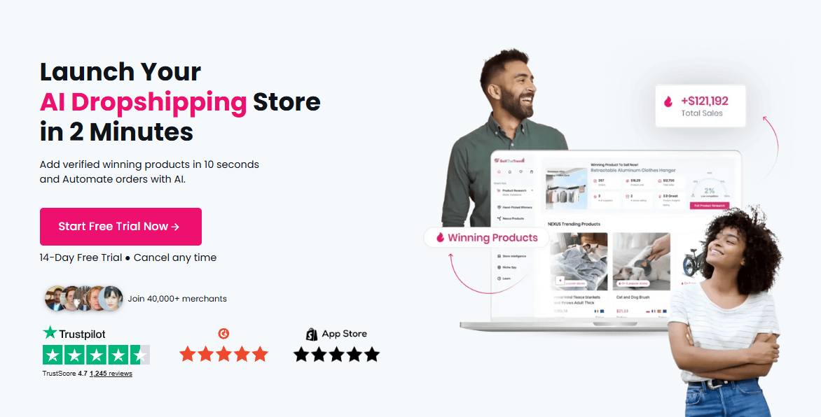 Sell The Trend homepage screenshot.