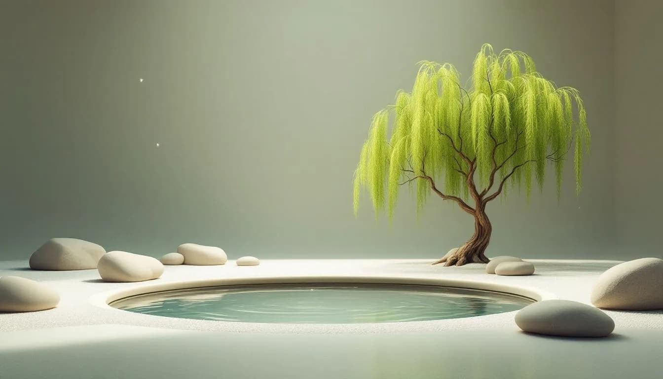 Ein persönlicher Meditationsraum, der mit VR-Technologie gestaltet ist.