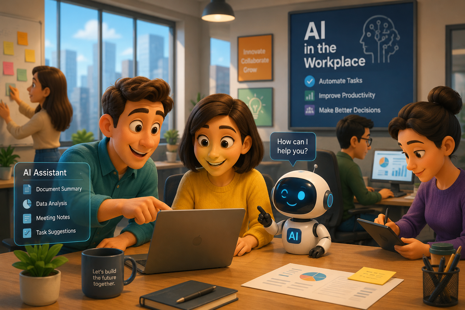AI collaboration in modern office setting
