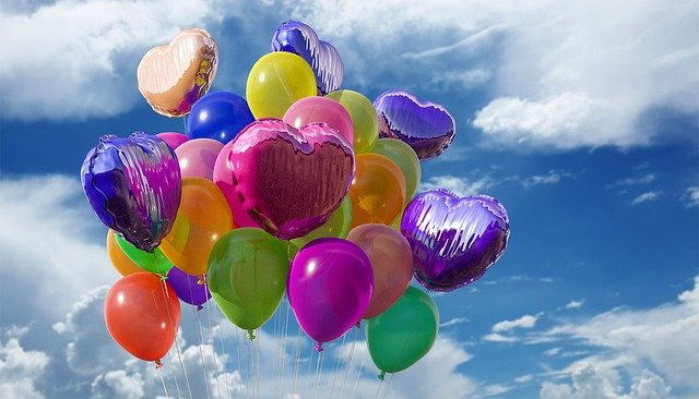 happy birthday, balloons, heart