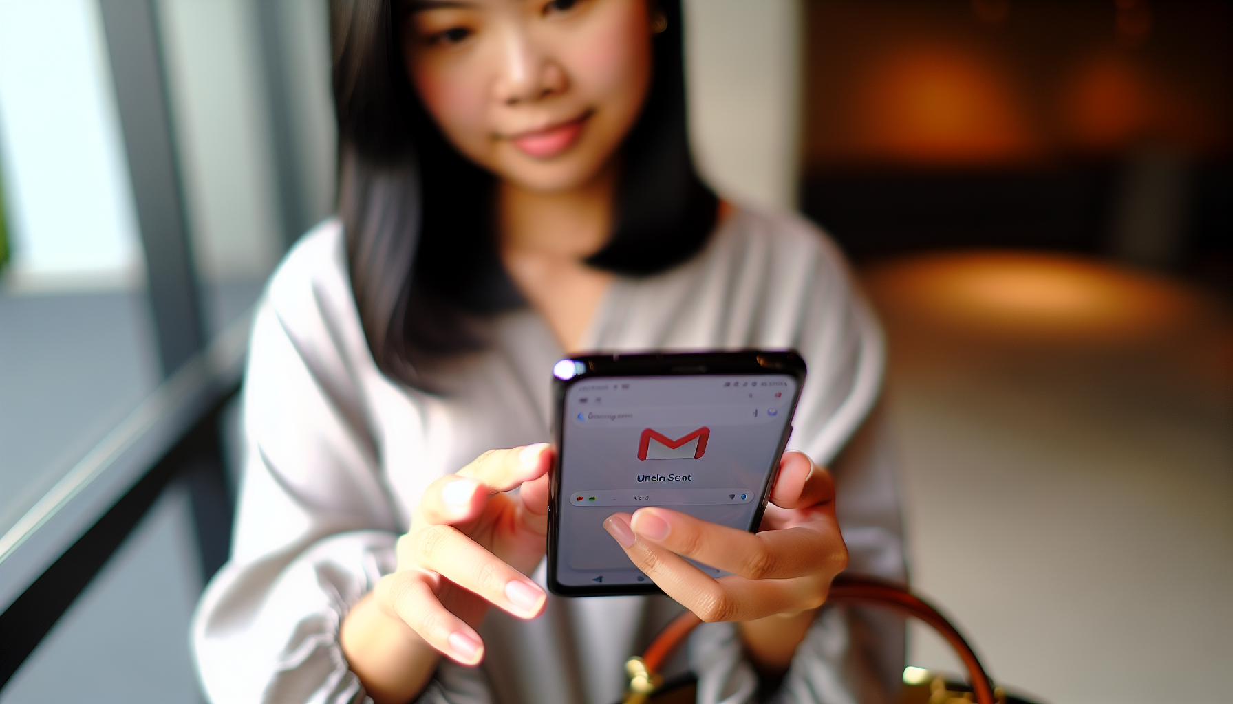Person using Gmail app on mobile phone